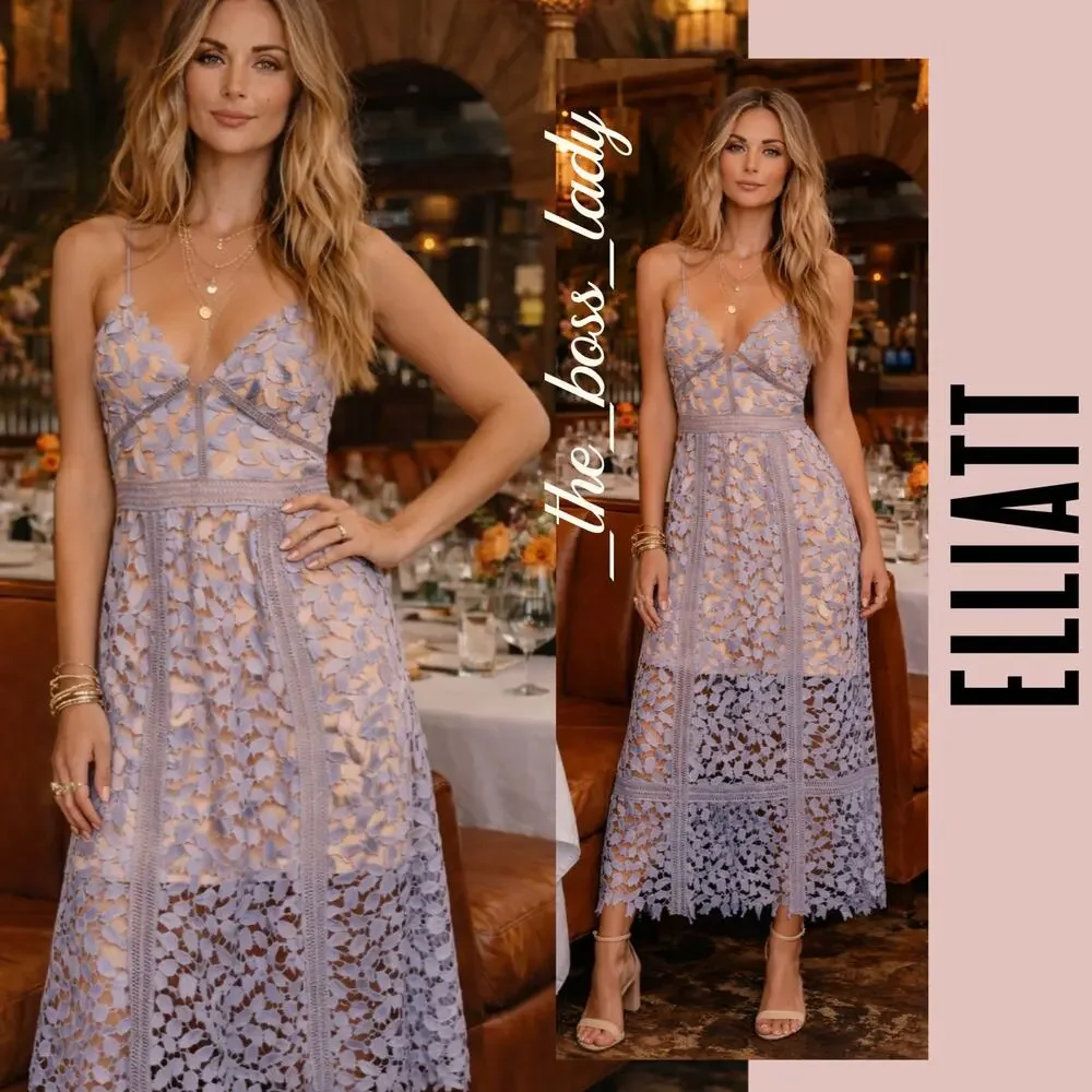 elliatt floral lace midi dress Morgaine Lace Midi Dress in Black